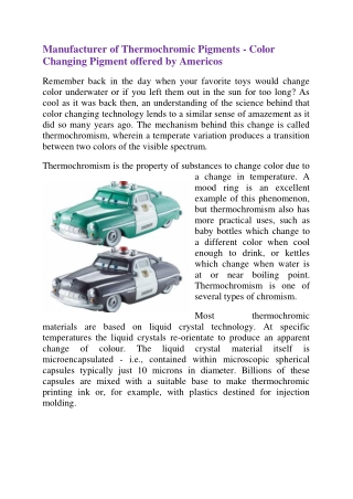 Thermochromic Pigment Suppliers In Gujrat, India