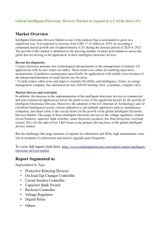 Intelligent Electronic Devices Market Analysis Report 2019 - 2024