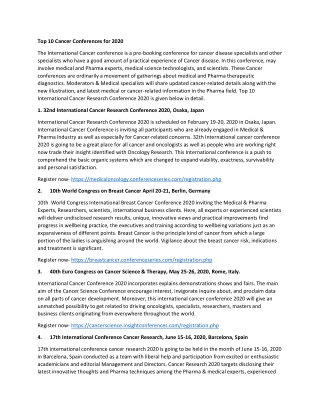 Top 10 Cancer Conferences for 2020