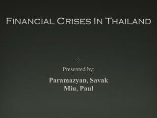 Financial Crises In Thailand