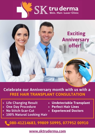 Best Hair Transplantation in Sarjapur Road| SK Truderma Anniversary Offer