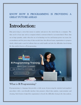KNOW HOW R PROGRAMMING IS PROVIDING A GREAT FUTURE AHEAD