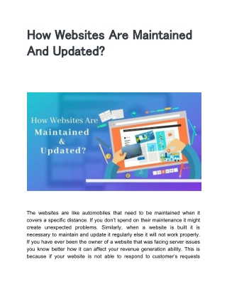 How Websites Are Maintained And Updated?