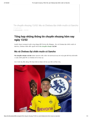 Tin chuyển nhượng 13/02: Mu và Chelsea đại chiến muốn có Sancho