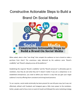 Constructive Actionable Steps to Build a Brand On Social Media