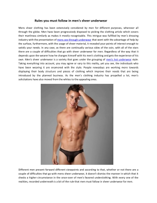 Rules you must follow in men’s sheer underwear