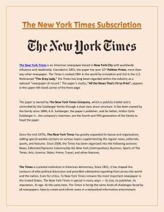 The New York Times Subscription