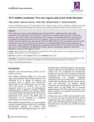 NUT midline carcinoma: Two case reports and review of the literature