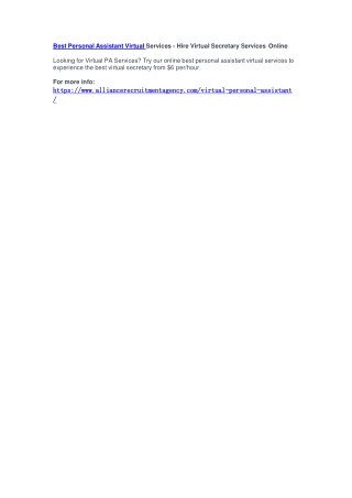 Best Personal Assistant Virtual Services - Hire Virtual Secretary Services Online