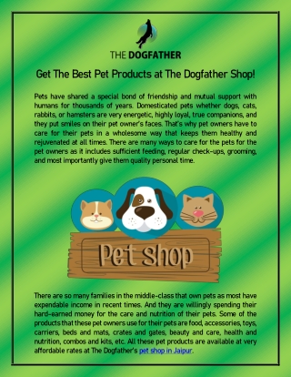 Get The Best Pet Products at The Dogfather Shop!