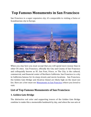 Top Famous Monuments in San Francisco