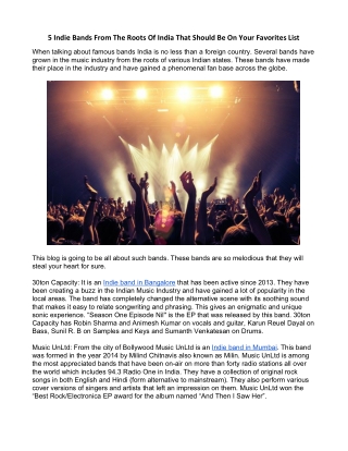 5 Indie Bands From The Roots Of India That Should Be On Your Favorites List