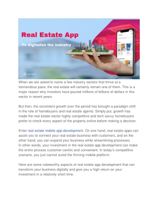 How Real Estate App Development Transforms the Sector Digitally