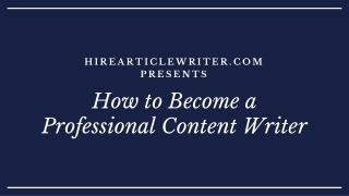How to Become a Professional Content Writer