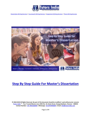 Step By Step Guide For Master’s Dissertation- TutorsIndia.com for my dissertation writing help