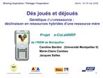 D s jou s et d jou s G n tique d une ressource : d clinaison en ressources hybrides d une ressource m re P