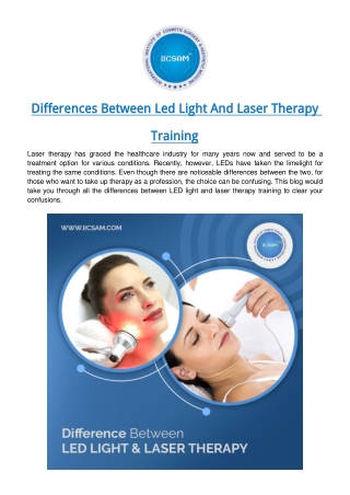 Differences between LED light and laser therapy training