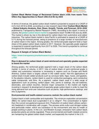 Carbon Black Market Usage of Recovered Carbon black (rCB) from waste Tires Offers Key Opportunities to Reach US$ 23.8 Bn