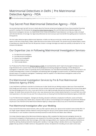 Top Secret Post Matrimonial Detective Agency – FIDA