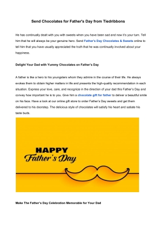 Send Chocolates for Father's Day from Tiedribbons