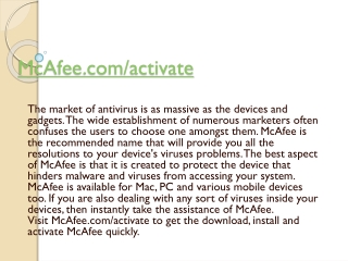 www.Mcafee.com/Activate | Download, Install and Activate Mcafee