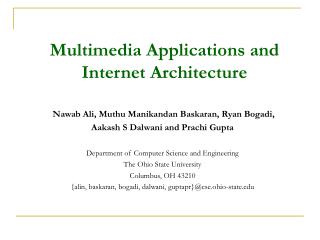Multimedia Applications and Internet Architecture