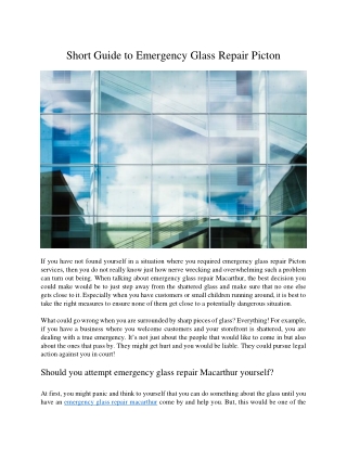 Short Guide to Emergency Glass Repair Picton
