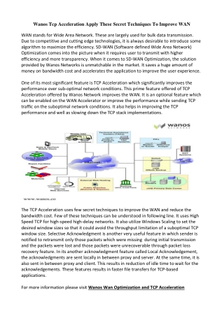 Wanos Tcp Acceleration Apply These Secret Techniques To Improve WAN