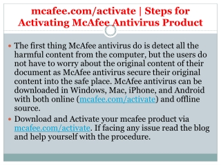 mcafee.com/activate | Steps for Activating McAfee Antivirus Product