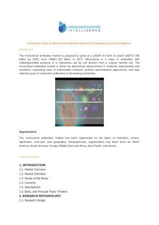 Comprehensive Report on Monoclonal Antibodies Market