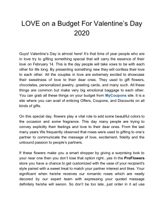LOVE on a Budget For Valentine’s Day 2020