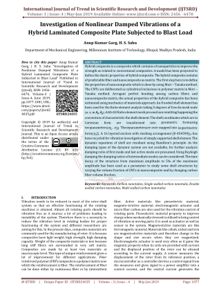 Investigation of Nonlinear damped vibrations of a hybrid laminated composite plate subjected to blast load