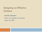 Designing an Effective Syllabus