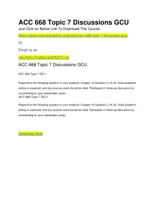 ACC 668 Topic 7 Discussions GCU