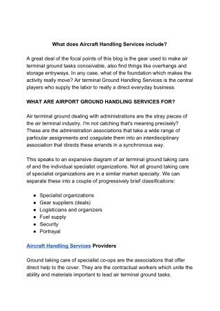 What does Aircraft Handling Services include?