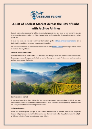 A-List of Coolest Market Across the City of Cuba with JetBlue Airlines