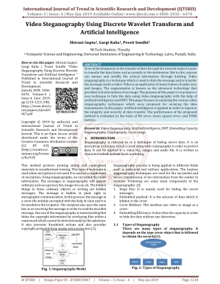 Video Steganography Using Discrete Wavelet Transform and Artificial Intelligence