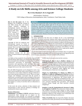 A Study on Life Skills Among Arts and Science College Students
