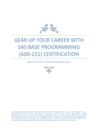 Gear up Your Career with SAS Base Programming (A00-231) Certification