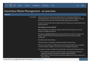 Hazardous Waste Management - An Overview
