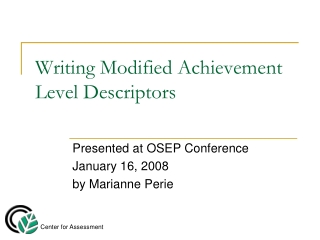 Writing Modified Achievement Level Descriptors