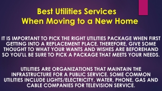 Best Utilities Services When Moving to a New Home