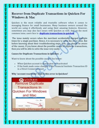 Recover from Duplicate Transactions in Quicken For Windows & Mac