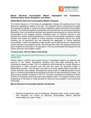 Marine Electrical Consumables Market :Segregated into Automation, Communication & Navigation, and Others.