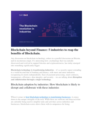 Blockchain beyond Finance: 5 industries to reap the benefits of Blockchain.