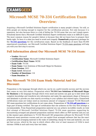 Get Microsoft 70-334 Exam Questions - Pass In First Attempt