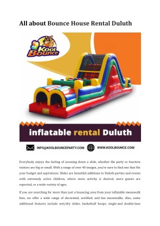 All about Bounce House Rental Duluth