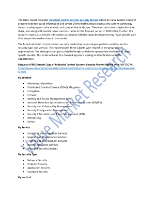 Industrial Control Systems Security Market Size, Key Players, Industry Growth Analysis and Forecast to 2026