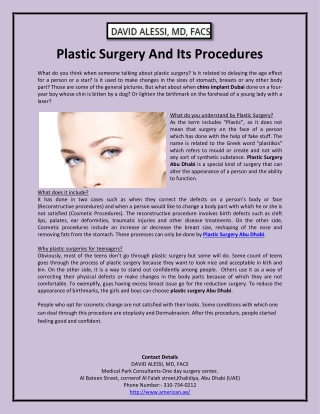 Plastic Surgery And Its Procedures