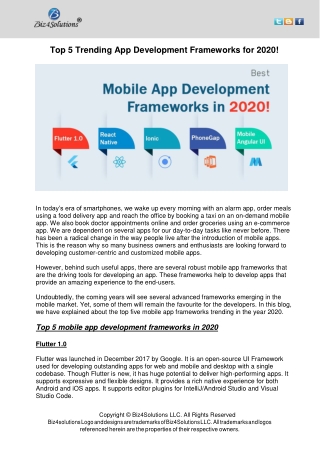 Top 5 Trending App Development Frameworks for 2020!